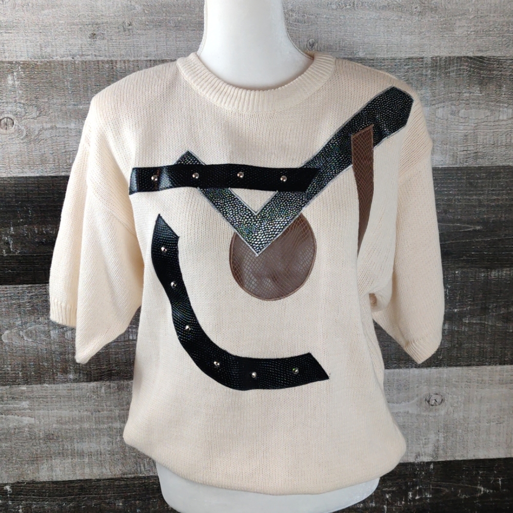 Vintage Deadstock 80's Maori Bee leather sweater - Picture 2 of 6